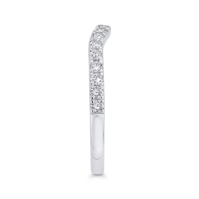 Round Diamond Half-Eternity Contour Wedding Band in 14K White Gold