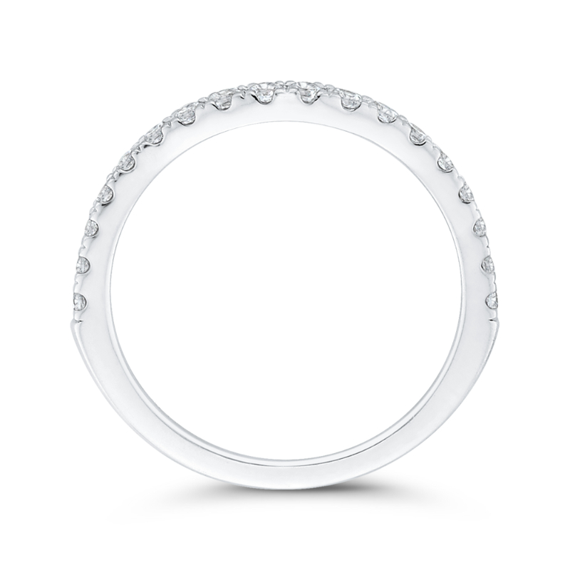 Round Diamond Half-Eternity Contour Wedding Band in 14K White Gold