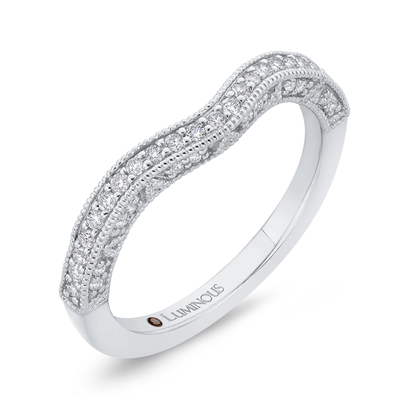 Round Diamond Half-Eternity Contour Wedding Band in 14K White Gold