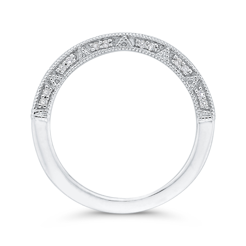 Round Diamond Half-Eternity Contour Wedding Band in 14K White Gold