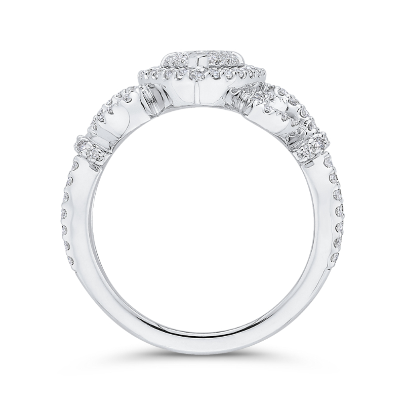 Round Diamond Halo Engagement Ring in 14K White Gold
