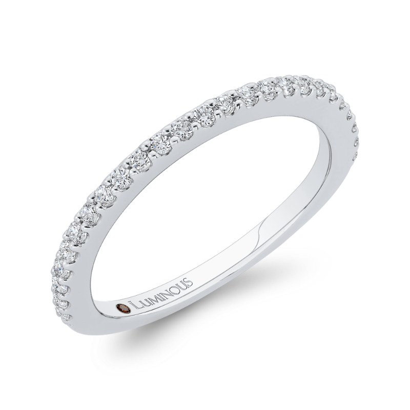 Round Diamond Half-Eternity Wedding Band in 14K White Gold