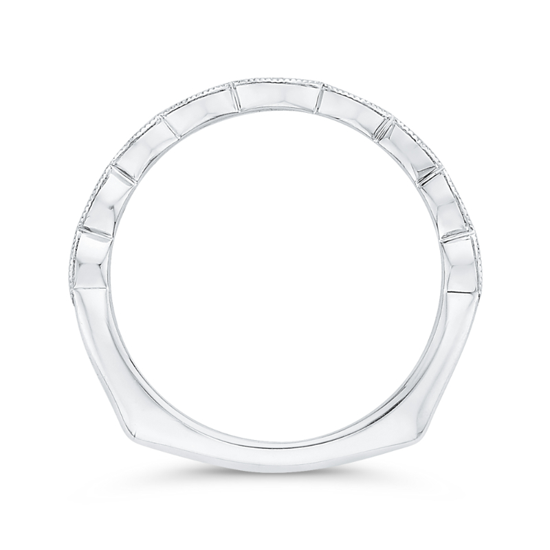 Euro Shank Round Diamond Half-Eternity Wedding Band in 14K White Gold
