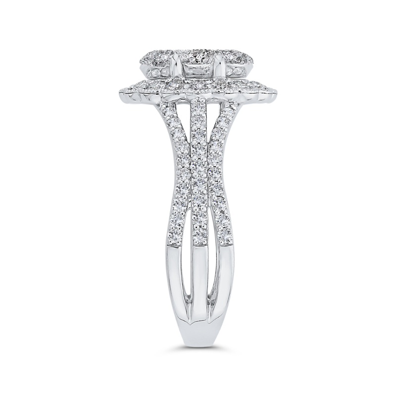 Diamond Halo Engagement Ring in 14K White Gold