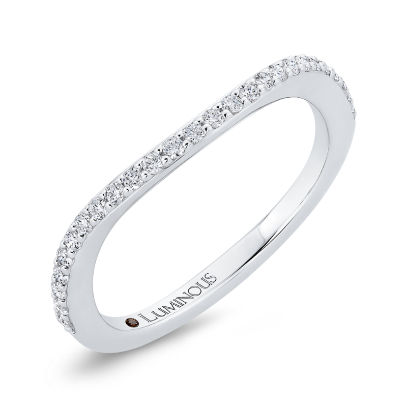 Round Diamond Half-Eternity Contour Wedding Band in 14K White Gold