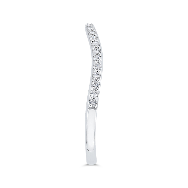 Round Diamond Half-Eternity Contour Wedding Band in 14K White Gold