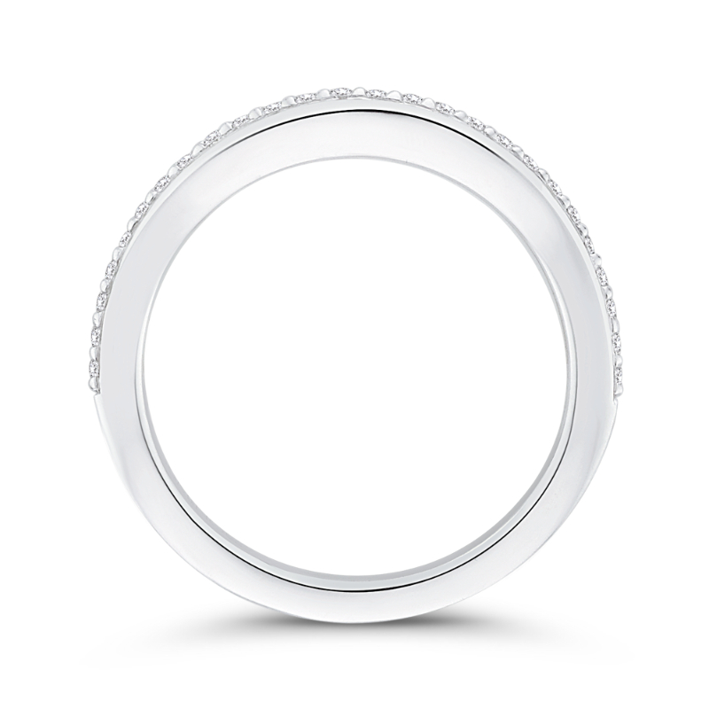 Round Diamond Half-Eternity Contour Wedding Band in 14K White Gold