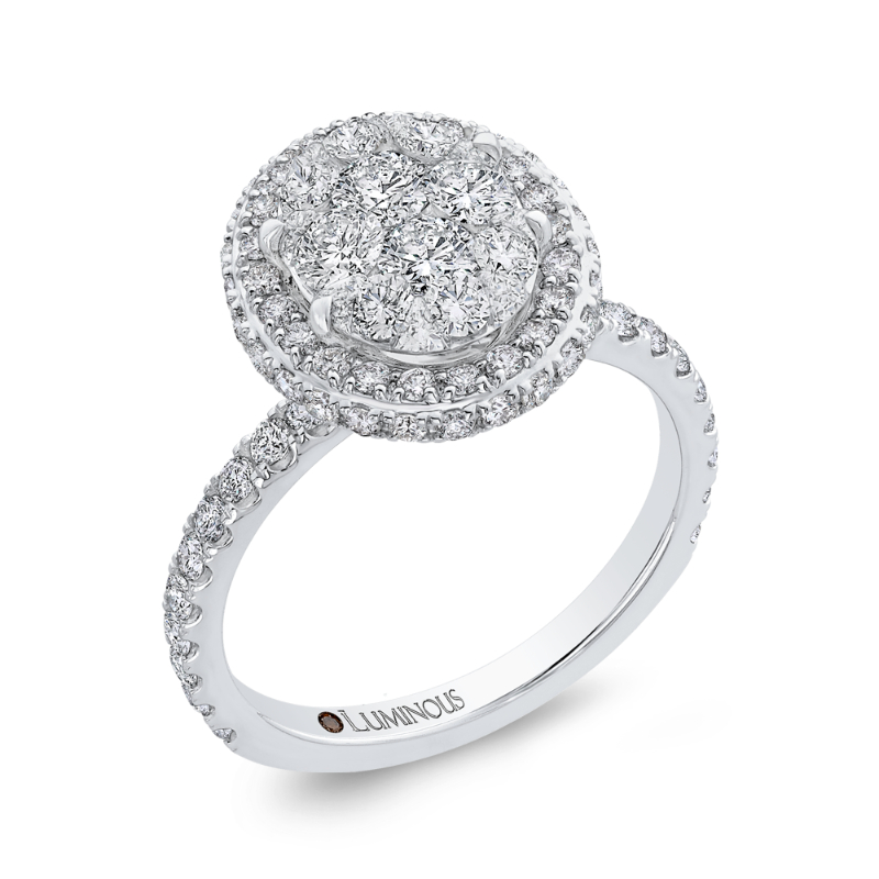 Diamond Halo Engagement Ring in 14K White Gold