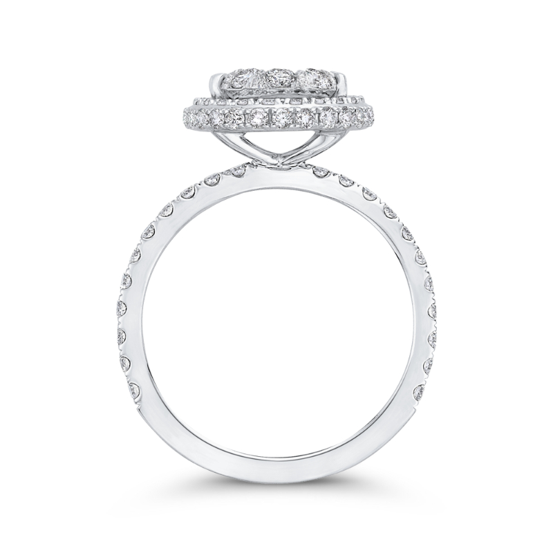 Diamond Halo Engagement Ring in 14K White Gold
