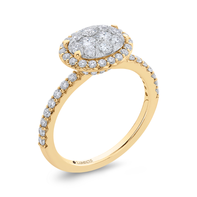 Round Diamond Halo Engagement Ring in 14K Two Tone Gold
