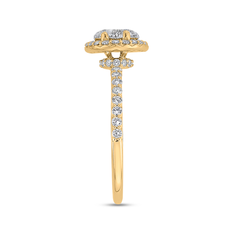 Round Diamond Halo Engagement Ring in 14K Two Tone Gold