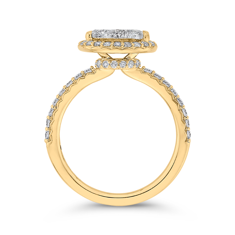 Round Diamond Halo Engagement Ring in 14K Two Tone Gold