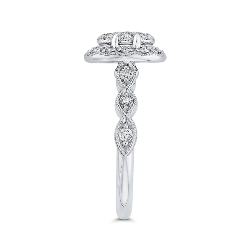 Round Diamond Halo Engagement Ring in 14K White Gold