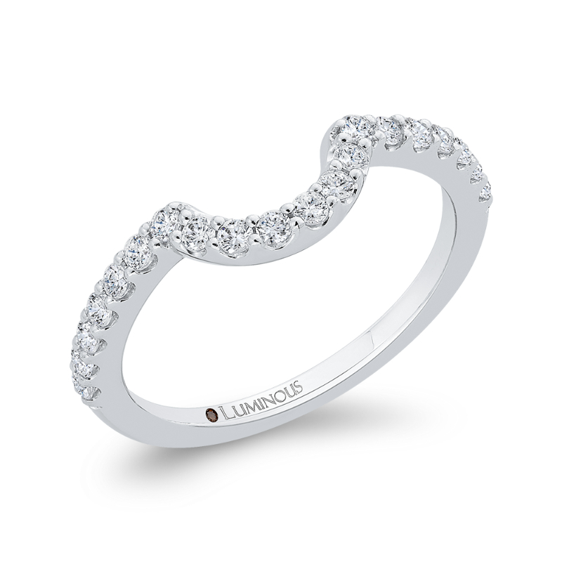 Diamond Half-Eternity Contour Wedding Band in 14K White Gold