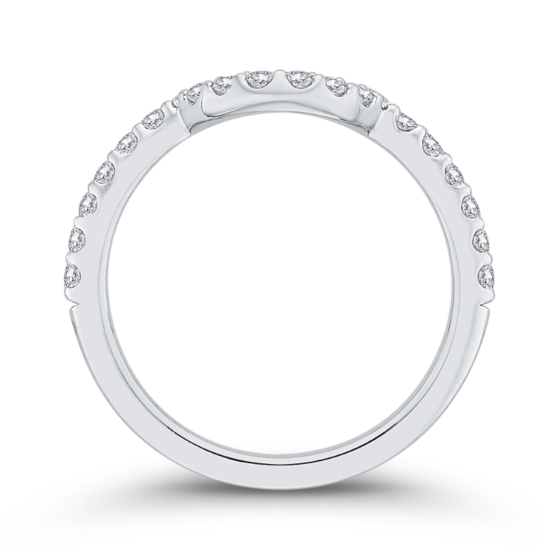 Diamond Half-Eternity Contour Wedding Band in 14K White Gold