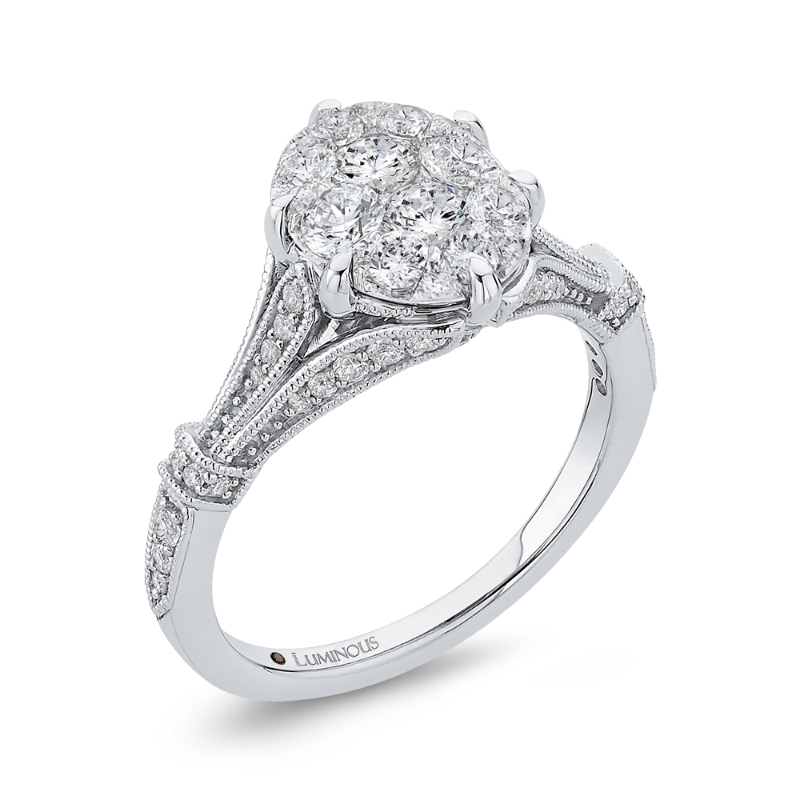 Round Diamond Engagement Ring in 14K White Gold