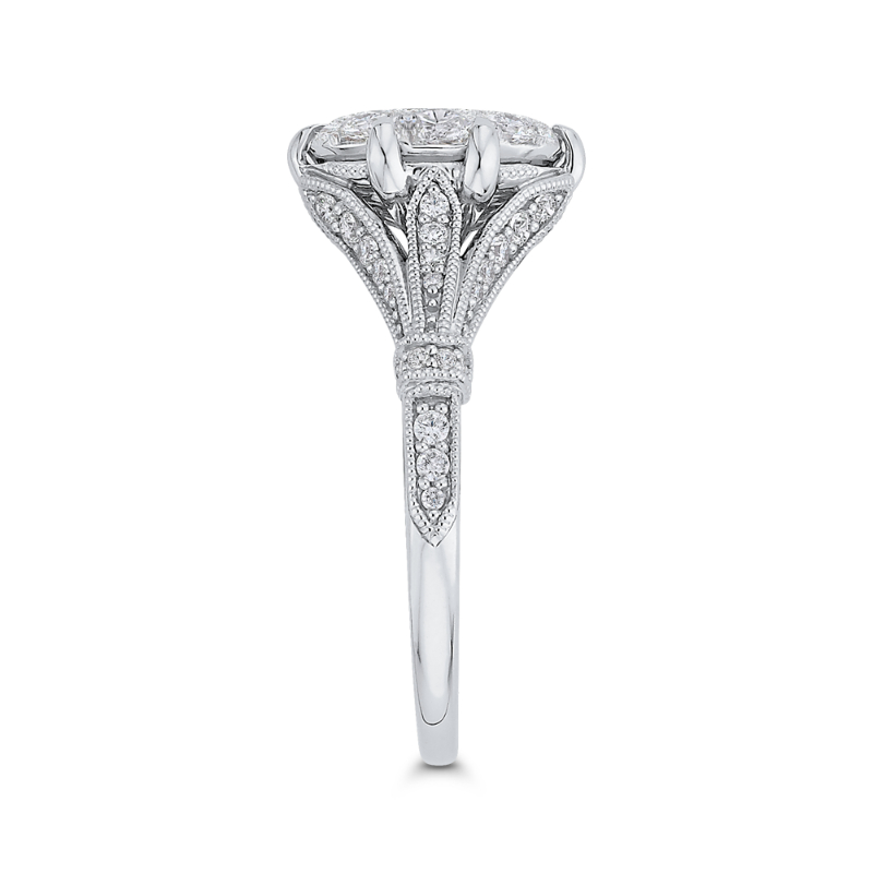 Round Diamond Engagement Ring in 14K White Gold
