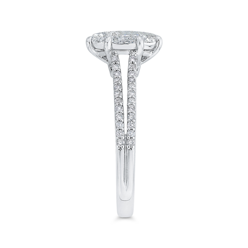 Split Shank Round Diamond Engagement Ring in 14K White Gold
