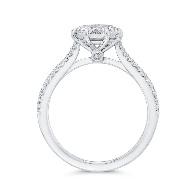 Split Shank Round Diamond Engagement Ring in 14K White Gold