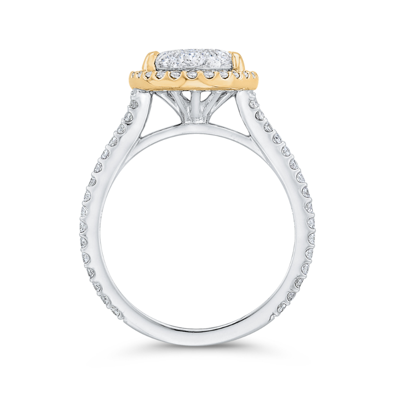 Round Diamond Halo Engagement Ring in 14K Two Tone Gold