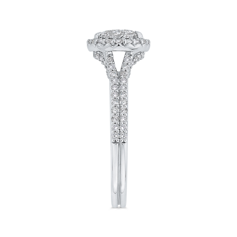 Round Diamond Halo Engagement Ring in 14K White Gold