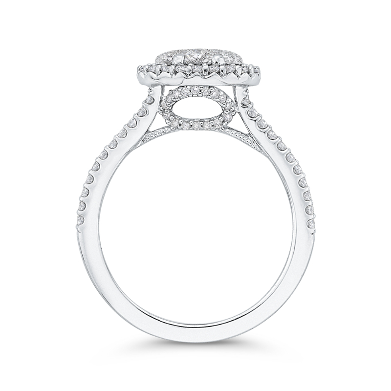 Round Diamond Halo Engagement Ring in 14K White Gold