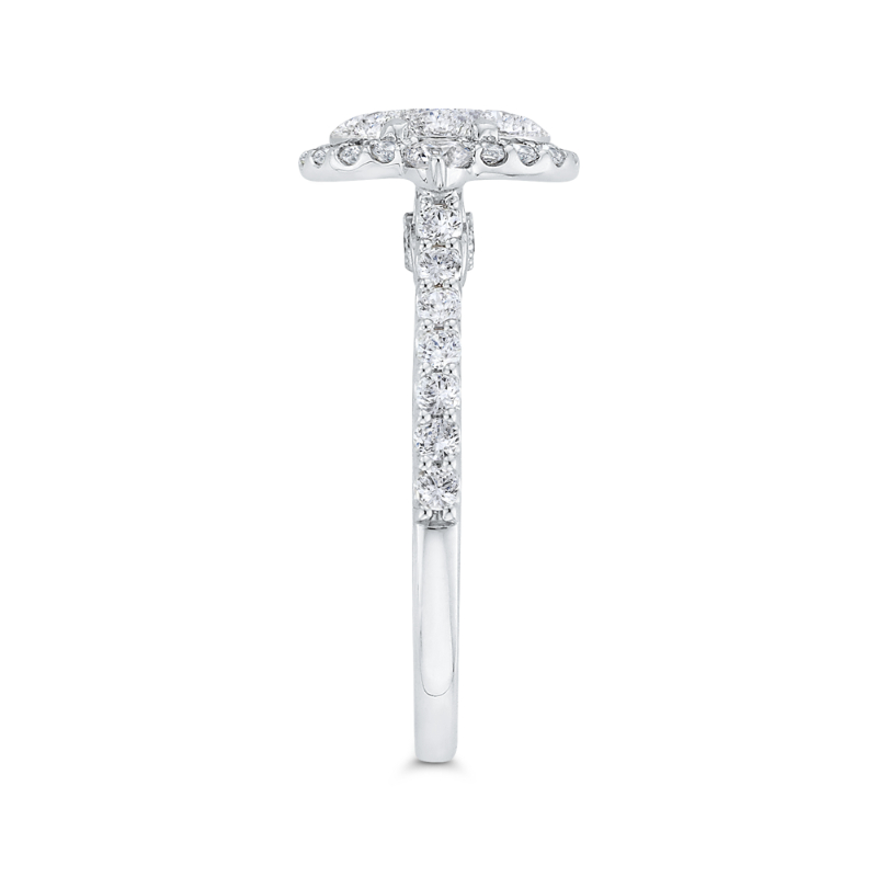 Round Diamond Halo Engagement Ring in 14K White Gold