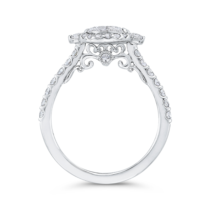 Round Diamond Halo Engagement Ring in 14K White Gold
