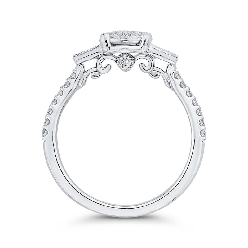 Diamond Engagement Ring with Sapphire in 14K White Gold