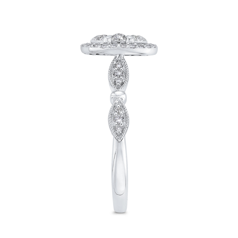 Round Diamond Halo Engagement Ring in 14K White Gold
