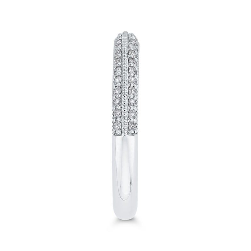 Round Diamond Half-Eternity Wedding Band in 14K White Gold