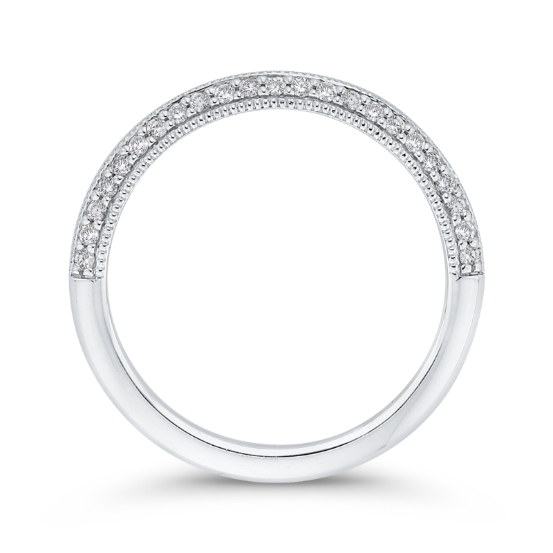 Round Diamond Half-Eternity Wedding Band in 14K White Gold
