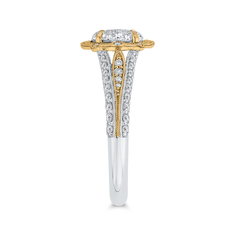Round Diamond Engagement Ring in 14K Two Tone Gold