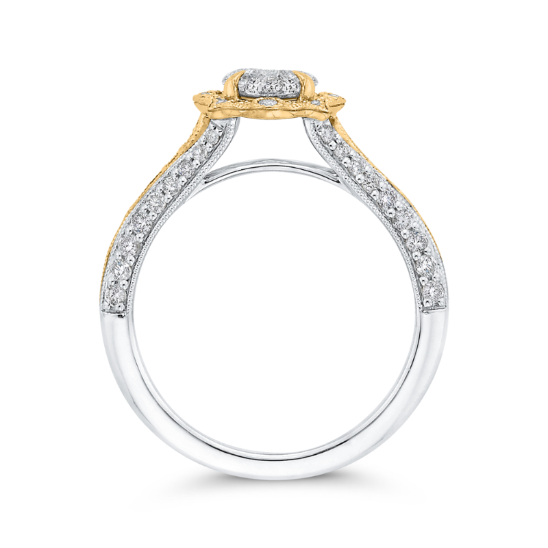 Round Diamond Engagement Ring in 14K Two Tone Gold