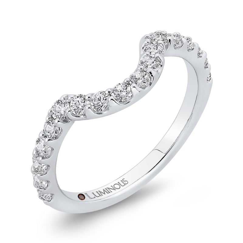 Round Diamond Half-Eternity Contour Wedding Band in 14K White Gold
