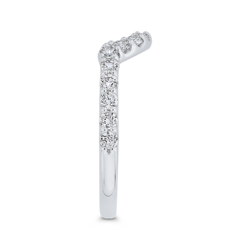 Round Diamond Half-Eternity Contour Wedding Band in 14K White Gold