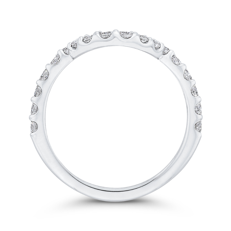Round Diamond Half-Eternity Contour Wedding Band in 14K White Gold