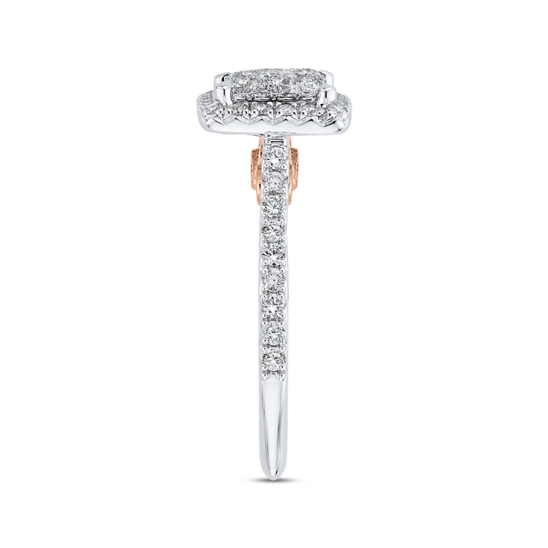 Round Diamond Halo Engagement Ring in 14K Two Tone Gold
