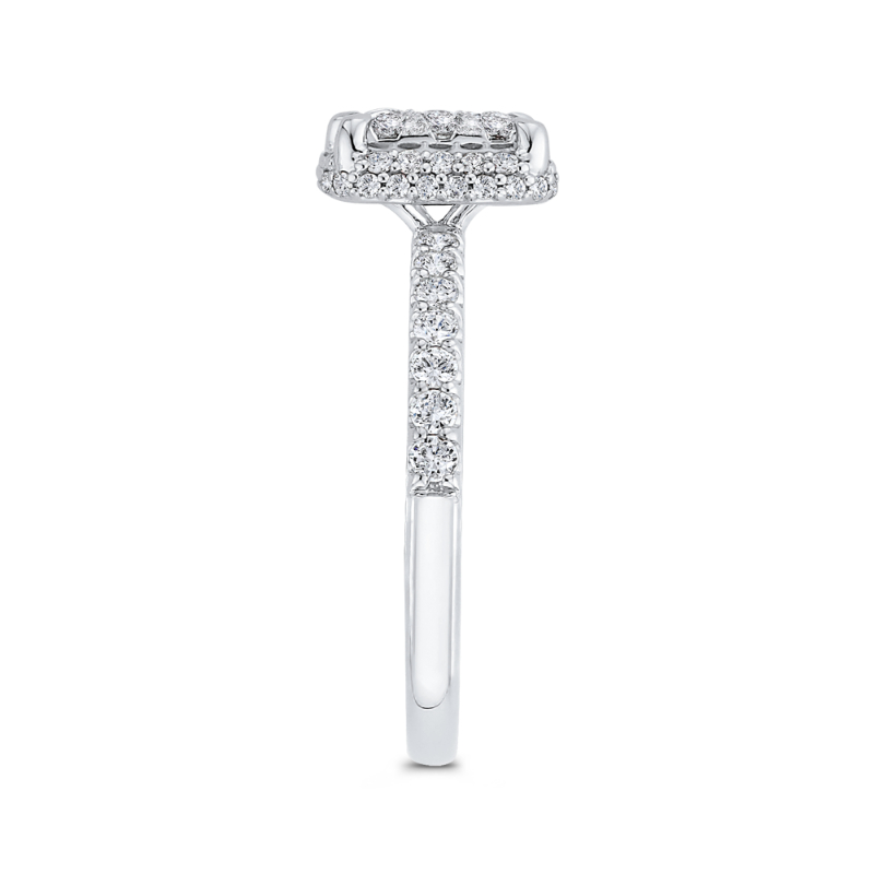 Diamond Princess Shape Halo Engagement Ring in 14K White Gold