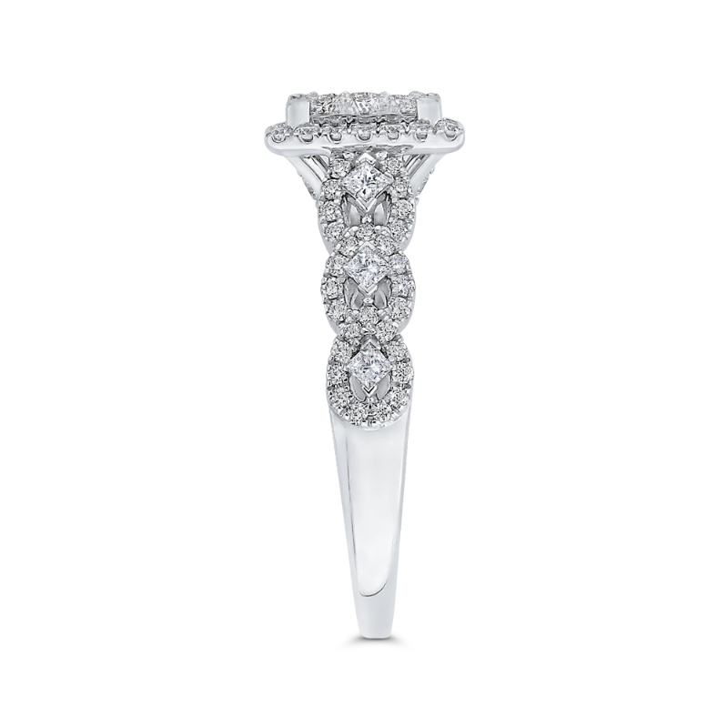 Round Diamond Halo Engagement Ring in 14K White Gold