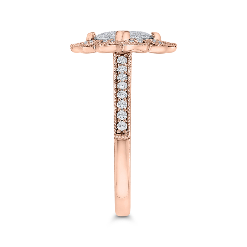Diamond Flower Shape Engagement Ring in 14K Two Tone Gold