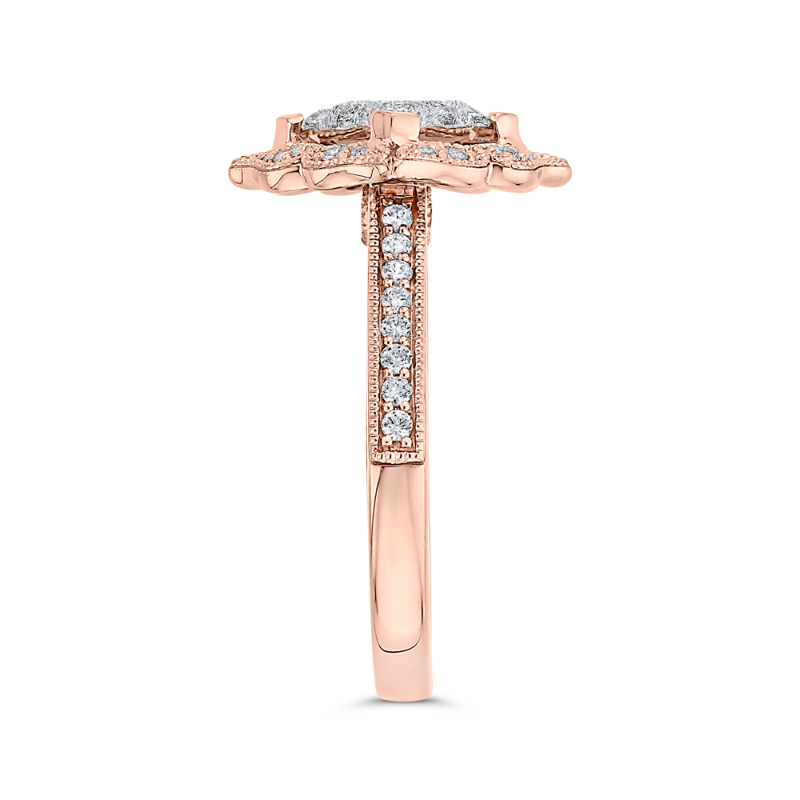 Diamond Flower Shape Engagement Ring in 14K Two Tone Gold