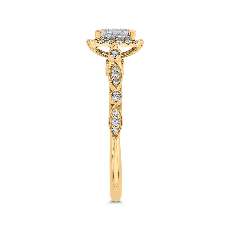 Diamond Halo Engagement Ring in 14K Two Tone Gold