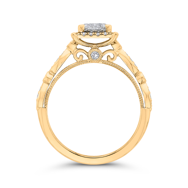Diamond Halo Engagement Ring in 14K Two Tone Gold