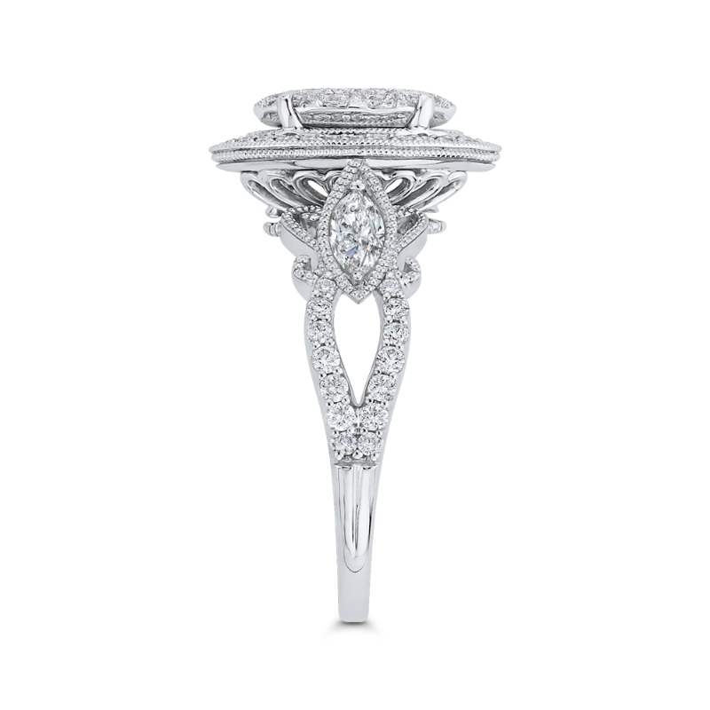 Diamond Halo Engagement Ring in 14K White Gold
