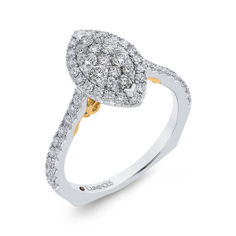 Round Diamond Halo Engagement Ring in 14K Two Tone Gold