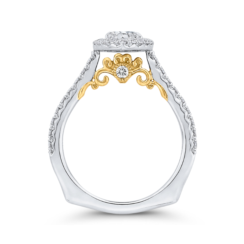 Round Diamond Halo Engagement Ring in 14K Two Tone Gold