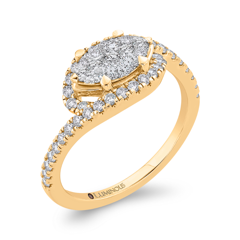 Round Diamond Promise Engagement Ring in 14K Two Tone Gold