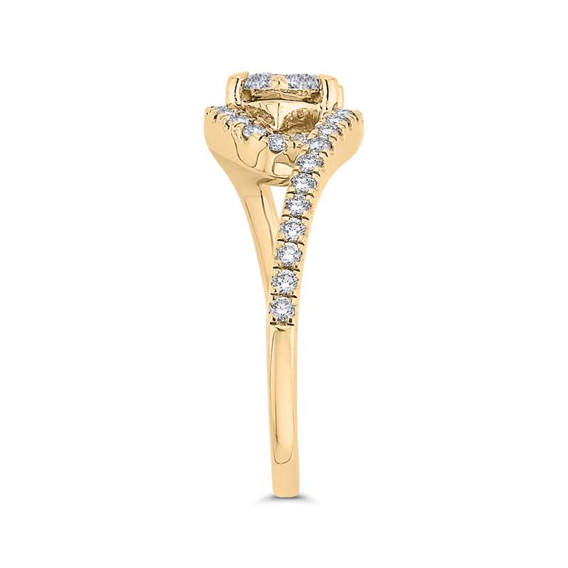 Round Diamond Promise Engagement Ring in 14K Two Tone Gold