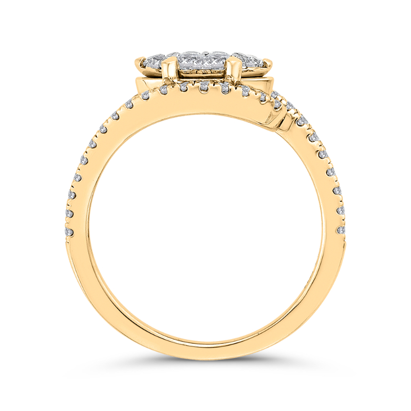 Round Diamond Promise Engagement Ring in 14K Two Tone Gold